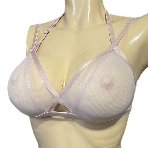 Victorias Secret Set Sexy Sheer Mesh Strappy Double Cup Unlined bralette & Panty - Picture 3 of 9